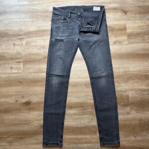 Diesel Sleenker Jeans Men 32x34 Black Slim Skinny Stretch Distressed Punk 0609T